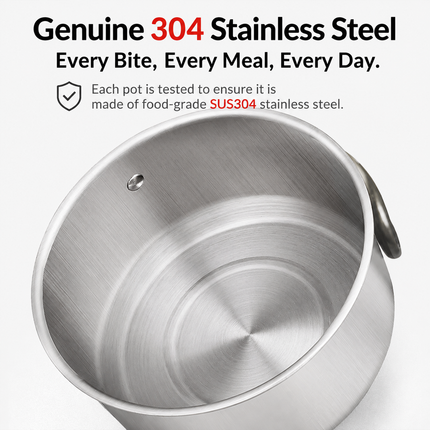 2-Piece Food Grade Stainless Steel Camping Cookware Set with 1.6L Kettle and Large Stew Pot - Hangable and Foldable, Compact Nesting  Storage, Anti Scald Wrapped Handle