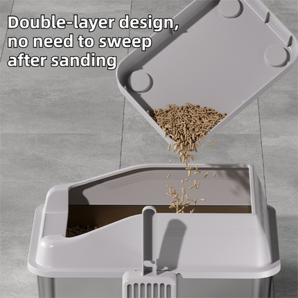 Light Grey Cat Litter Trapper Step Pedal Mat - DetachableDual Layer Litter Catcher Ramp, Style 2