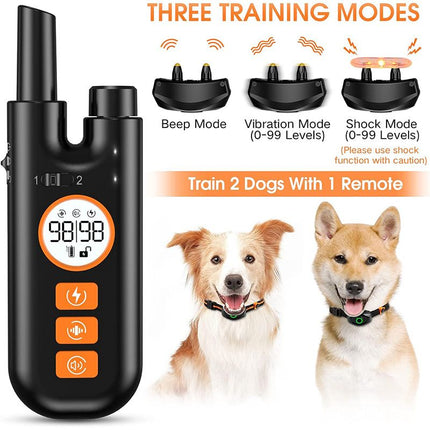 Rechargeable Dog Training Collar (2 Dog Set) - Waterproof Remote Anti Bark Collar with 3 Safe Training Modes and Ultra Long 800M Control Range