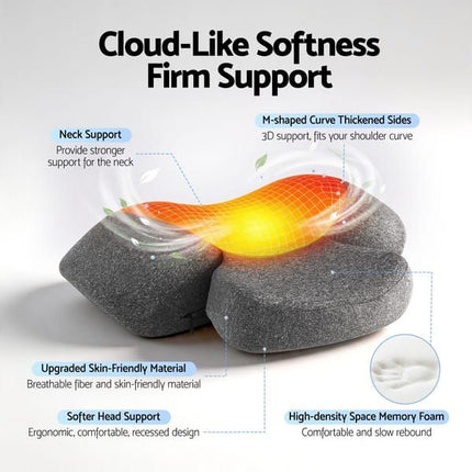 3 in 1 Electric Cervical Neck Massager Pillow (Airbag Traction + Heat Compress + Vibration) - Bone Shped Ergonomic Memory Foam Neck Support Pillow, USB Plug in Dark Grey