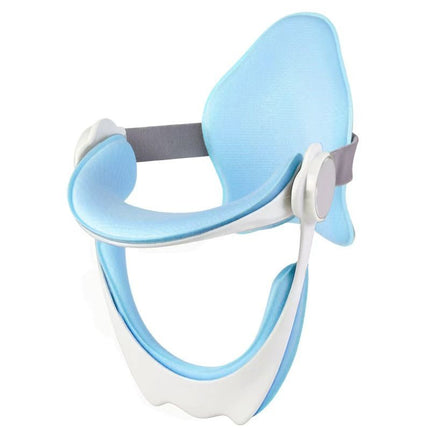Blue Adjustable Neck Support Brace with Removable Soft Cusion & Back Support Plate - Forward Head Posture Corrector, Breathable Fabric Ergonomic Cervical Collar