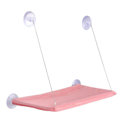 Pink Cat Window Tanning Hammock - 4 Strong Suction Cups & Durable Oxford Removable Cover, Space Saving Bed for Indoor Cats Sunbathing