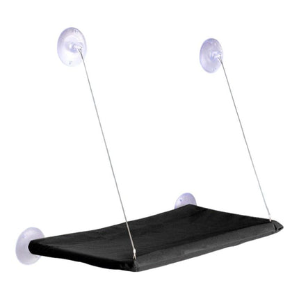 2 Set of Black Cat Window Tanning Hammock - 4 Strong Suction Cups & Durable Oxford Removable Cover, Space Saving Bed for Indoor Cats Sunbathing