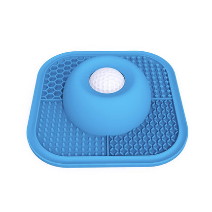Blue Slow Feeder Dog Bowl and Lick Mat Set - Food Grade Silicone Non Slip Feeding Mat with Interactive Rolling Ball Toy for Dogs and Cats
