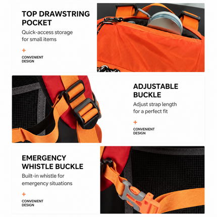 40L Red Lightweight Outdoor Hiking Backpack with Rain Cover, Multi-Pocket Storage and Gear Attachments - Waterproof Travel Daypack for Trekking Camping Cycling Adventures