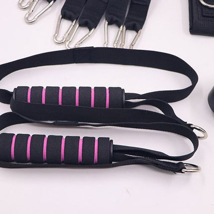 Pink 180 lbs Adjustable Pilates Bar & Resistance Band Set - Multifunctional Home Workout Fitness Kit