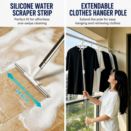 7-in-1 Multifunctional Bathroom & Floor Cleaning Brush Set - 120CM Long Extension Handle & 7 Interchangeable Heads for High Ceilings, Floor Gaps, Tiles and Glass