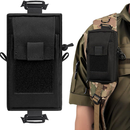 Black Tactical Backpack Shoulder Strap MOLLE Pouch - Outdoor Utility Belt Waist Bag & 6.7" Phone Holster