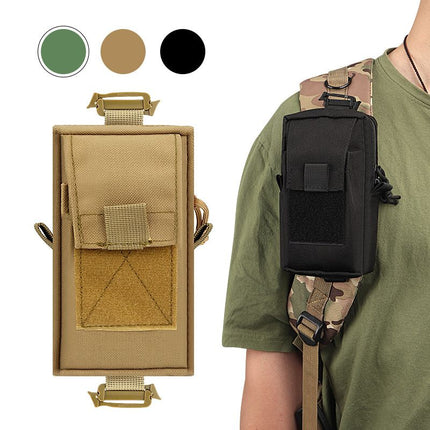 Black Tactical Backpack Shoulder Strap MOLLE Pouch - Outdoor Utility Belt Waist Bag & 6.7" Phone Holster