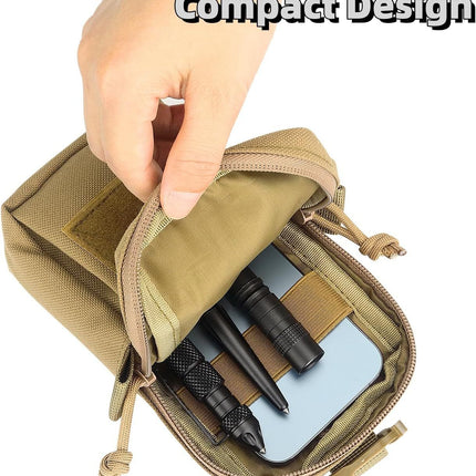 Black Tactical Backpack Shoulder Strap MOLLE Pouch - Outdoor Utility Belt Waist Bag & 6.7" Phone Holster