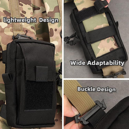 Khaki Tactical Backpack Shoulder Strap MOLLE Pouch - Outdoor Utility Belt Waist Bag & 6.7" Phone Holster