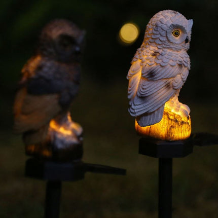 Brown Resin Owl Solar Powered Garden Stake Light - Outdoor Decorative LED Landscape Pathway Night Light