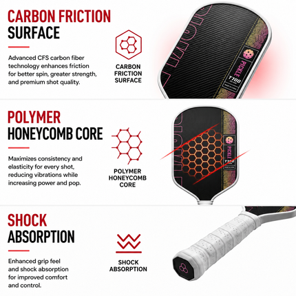 Black and Blue T700 Raw Carbon Fiber Pickleball Paddle Set - 2 Professional Honeycomb Core Paddles, 4 Balls and Carry Bag for Outdoor Use