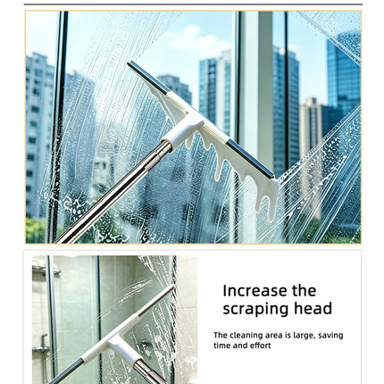 4-in-1 Bathroom Cleaning Brush Set with Sponge Pad, Hard Bristle / V-Shape Grout Brush and Squeegee - 120CM Extendable Stainless Steel Handle, Adjustable & Lockable Angle for Floor, Gap, Window and Bathtub