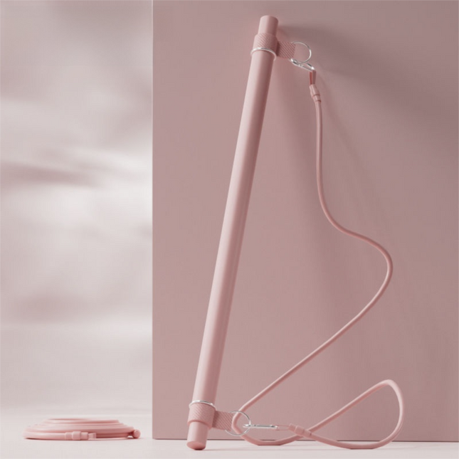 Women's Multifunctional Pilates Bar for Home Fitness & Pilates Workout (Pink Macaron Carabiners Style)