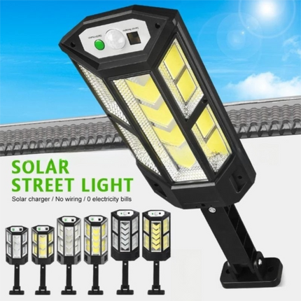 Solar Powered Motion Sensor Outdoor Street Light with 3 Lighting Modes - Waterproof COB LED Wall Security Light, Remote Control for Garden Courtyard Patio & Garage (Large)