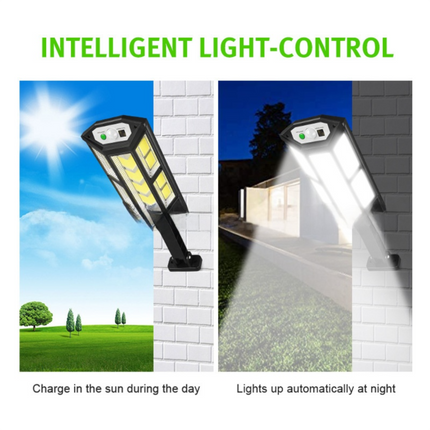 Solar Powered Motion Sensor Outdoor Street Light with 3 Lighting Modes - Waterproof COB LED Wall Security Light, Remote Control for Garden Courtyard Patio & Garage (Large)