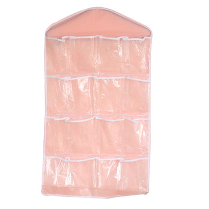 4 Pack Pink Hanging Closet Organizer, Portable 16 Pockets Behind the Door Storage Bag for Underwear, Socks & Small Accessories