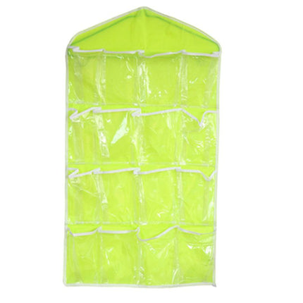 4 Pack Green Hanging Closet Organizer, Portable 16 Pockets Behind the Door Storage Bag for Underwear, Socks & Small Accessories