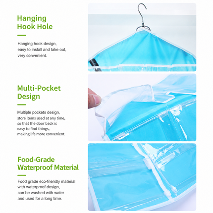 4 Pack Green Hanging Closet Organizer, Portable 16 Pockets Behind the Door Storage Bag for Underwear, Socks & Small Accessories