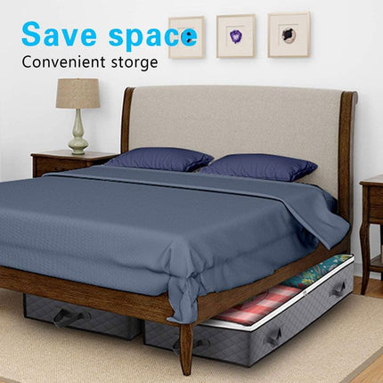 2 Pack Folding Non-Woven Underbed Storage Containers with Clear Top Zipper Lid & 4 Reinforced Handles (Black 40 x 20 x 6")