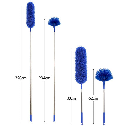 Green 2.5M Extendable High Ceiling Cleaning Kit with Removable Cobweb Duster & Microfiber Brush - 3 Piece Versatile Set, Electrostatic Dust Attraction