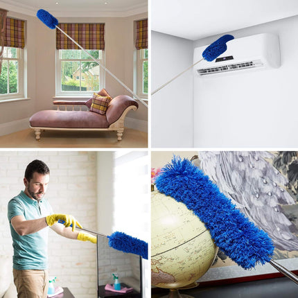 Green 2.5M Extendable High Ceiling Cleaning Kit with Removable Cobweb Duster & Microfiber Brush - 3 Piece Versatile Set, Electrostatic Dust Attraction