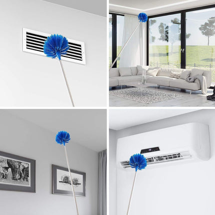 Green 2.5M Extendable High Ceiling Cleaning Kit with Removable Cobweb Duster & Microfiber Brush - 3 Piece Versatile Set, Electrostatic Dust Attraction