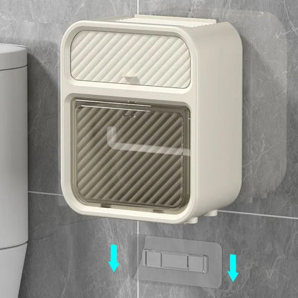 Grass Green Wall Mounted Toilet Paper Holder & Bathroom Storage Organizer - Waterproof Double Layer Wall Shelf with Detachable Roll Spindle for Hollow and Solid Paper