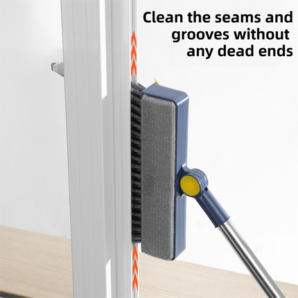 3-in-1 Window Fly Screen Cleaner Brush & Glass Squeegee with 124CM Extendable Stainless Steel Handle, One Flush to Clean