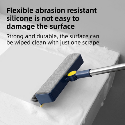 3-in-1 Window Fly Screen Cleaner Brush & Glass Squeegee with 124CM Extendable Stainless Steel Handle, One Flush to Clean