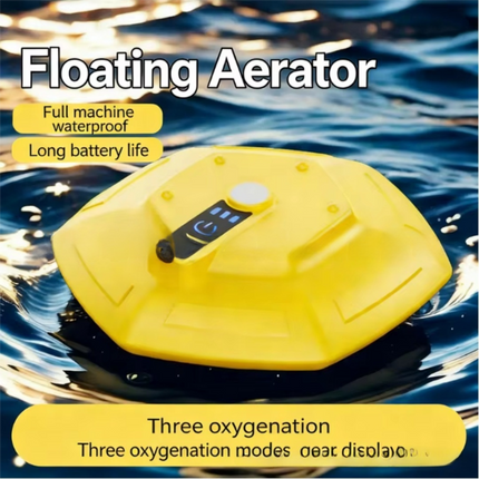 Yellow Portable Floating UFO Aerator - Rechargeable Waterproof Fish Tank Oxygen Pump with 3 Oxygen Output Modes and Quiet Operation