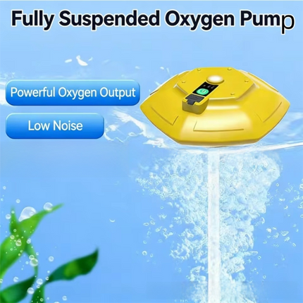 Yellow Portable Floating UFO Aerator - Rechargeable Waterproof Fish Tank Oxygen Pump with 3 Oxygen Output Modes and Quiet Operation