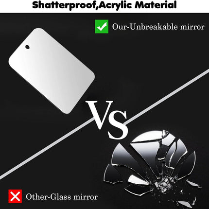 Fog Free Shower Shaving Mirror Set with Suction Cup & Razor Holder - Unbreakable Portable Traveling Rectangle Mirror and Round Anti-Fog Films