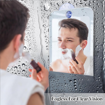 Fog Free Shower Shaving Mirror Set with Suction Cup & Razor Holder - Unbreakable Portable Traveling Round Mirror and Round Anti-Fog Films