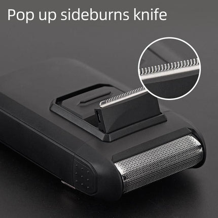 Men's Reciprocating Electric Shaver with Pop Up Sideburn Trimmer - Rechargeable Portable Foil Razor for Face & Neck, Great Travel Holiday Gift
