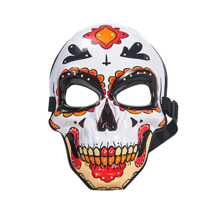 Day of the Dead Sugar Skull Mask - Mexican Dia de los Muertos Painted Skull Face Mask for Halloween & Masquerade (Style 1)