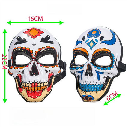 Day of the Dead Sugar Skull Mask - Mexican Dia de los Muertos Painted Skull Face Mask for Halloween & Masquerade (Style 1)