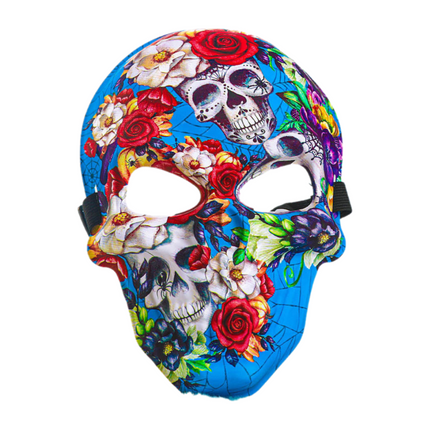 Day of the Dead Sugar Skull Mask - Mexican Dia de los Muertos Painted Skull Face Mask for Halloween & Masquerade (Style 1)