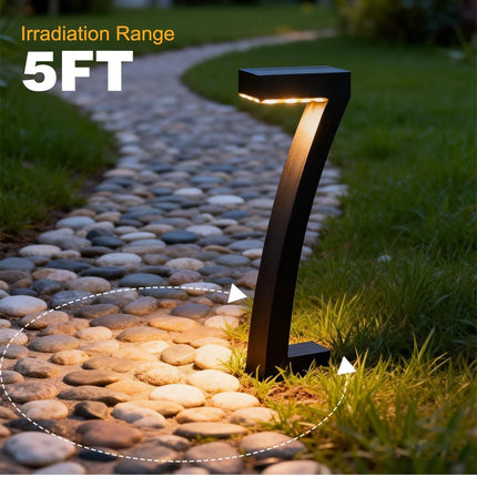 2 Pack "7" Shaped Solar Pathway Lights - Outdoor Waterproof Modern LED Landscape Stake Lights with Auto Dusk-to-Dawn Sensor for Garden Yard Walkway & Lawn
