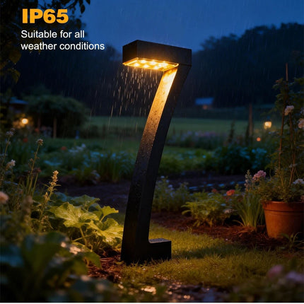 4 Pack "7" Shaped Solar Pathway Lights - Outdoor Waterproof Modern LED Landscape Stake Lights with Auto Dusk-to-Dawn Sensor for Garden Yard Walkway & Lawn