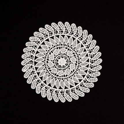 5.5 Inch Geometric Embroidered Lace Coaster (5 Pack) - Elegant Round Dining & Tea Table Mat Doily, Swirl Grass Style