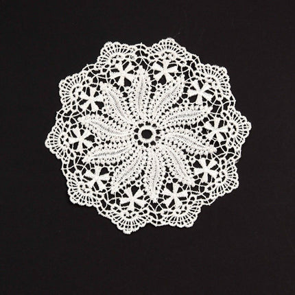 5.5 Inch Geometric Embroidered Lace Coaster (5 Pack) - Elegant Round Dining & Tea Table Mat Doily, Starlight Style