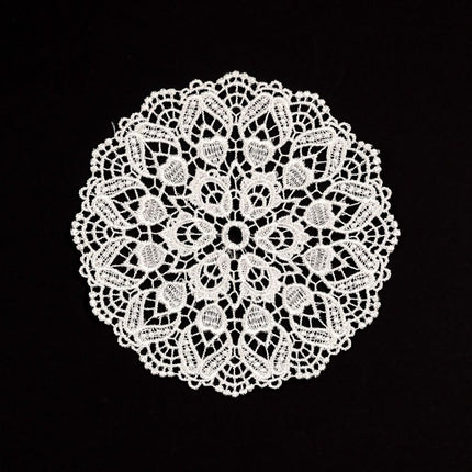 5.5 Inch Geometric Embroidered Lace Coaster (5 Pack) - Elegant Round Dining & Tea Table Mat Doily, Floral Shadow Style