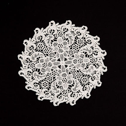 5.5 Inch Geometric Embroidered Lace Coaster (10 Pack) - Elegant Round Dining & Tea Table Mat Doily, Dreamscape Style