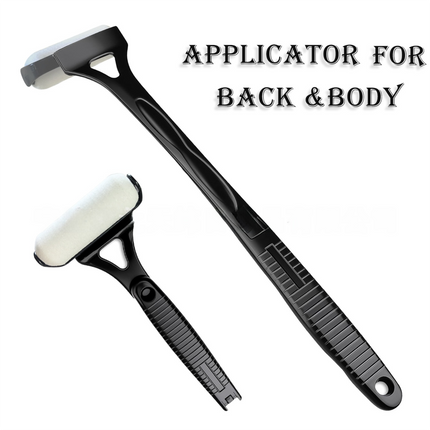 Black Foldable Long-Handle Back Lotion Applicator with Sponge Roller Head for Sunscreen, Body Lotion and Shaving Foam