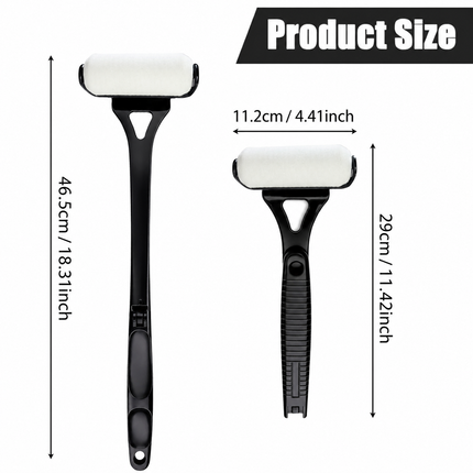 Black Foldable Long-Handle Back Lotion Applicator with Sponge Roller Head for Sunscreen, Body Lotion and Shaving Foam
