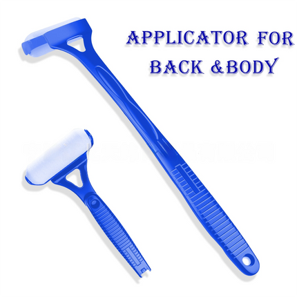 Blue Foldable Long-Handle Back Lotion Applicator with Sponge Roller Head for Sunscreen, Body Lotion and Shaving Foam