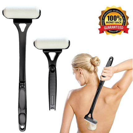 Purple Foldable Long-Handle Back Lotion Applicator with Sponge Roller Head for Sunscreen, Body Lotion and Shaving Foam