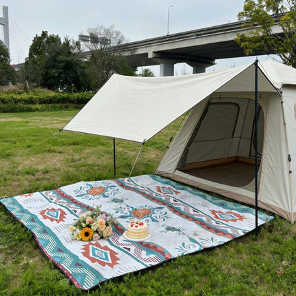 200 x 200 CM Extra Large Thick Waterproof Ultrasonic Picnic Blanket - Diamond Shaped Ethnic Pattern Outdoor Camping & Beach Mat for 6 to 8 People